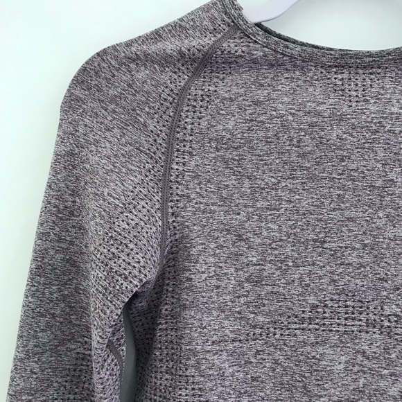 GYMSHARK Vital Seamless 2.0 Long Sleeve Crop Heathered Purple - Picture 6 of 11